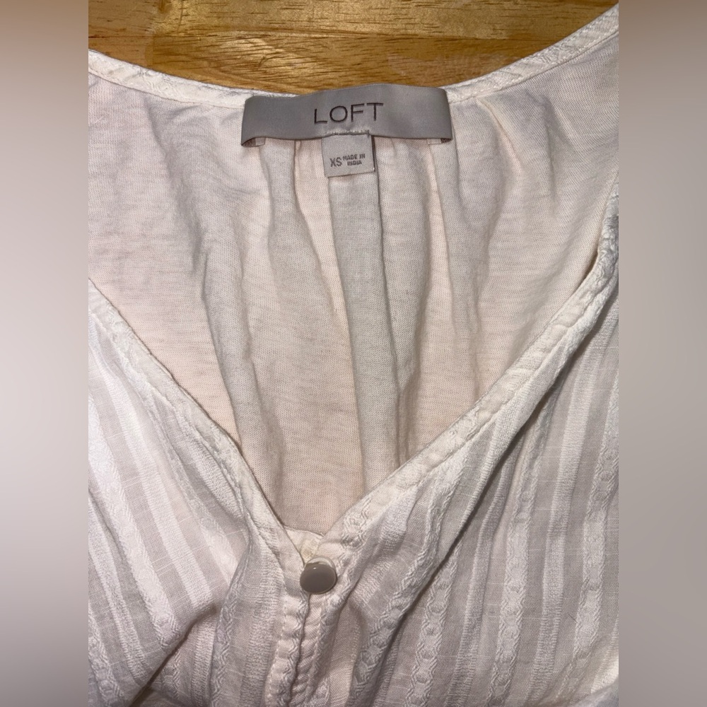 Loft Button-Front Off-White/Cream Bubble Sleeve Coquette Cottagecore Top Size XS - Picture 9 of 12